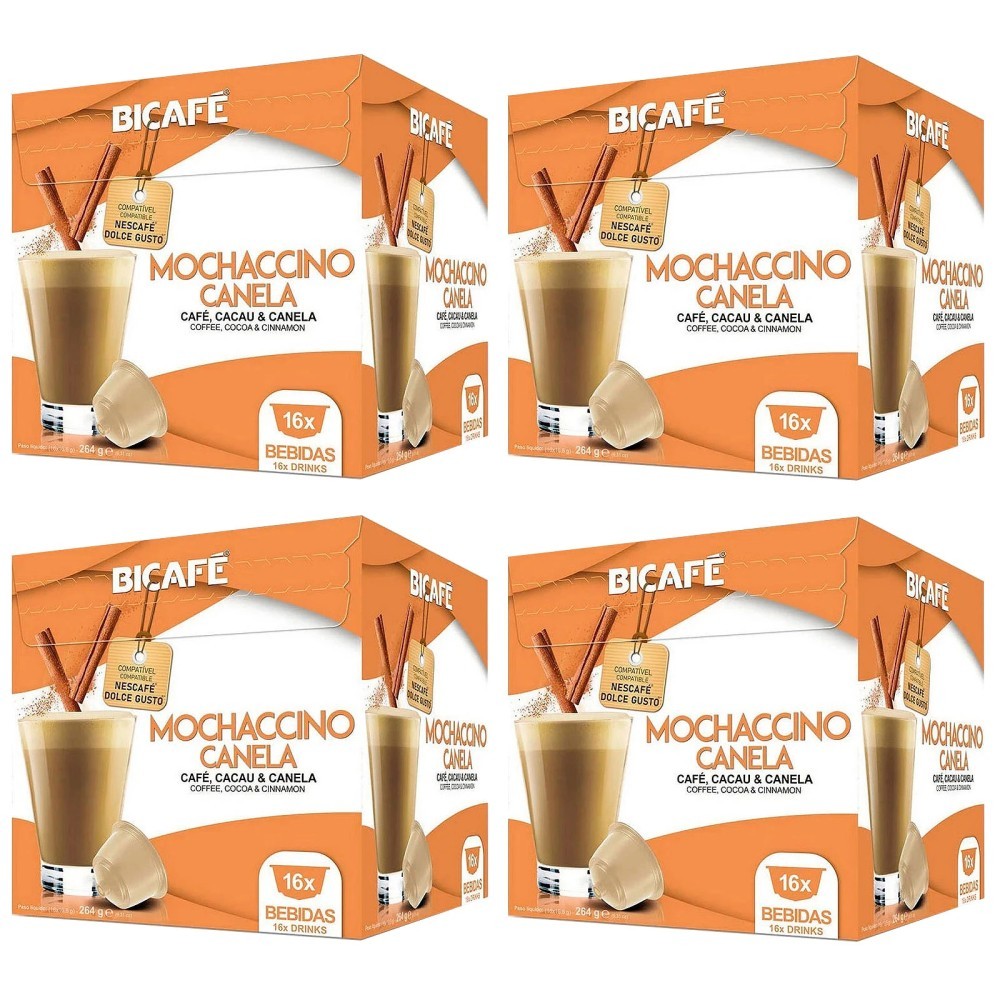 Mocachino con canela Bicafé 4 cajas de 16 cápsulas compatibles con Dolce Gusto