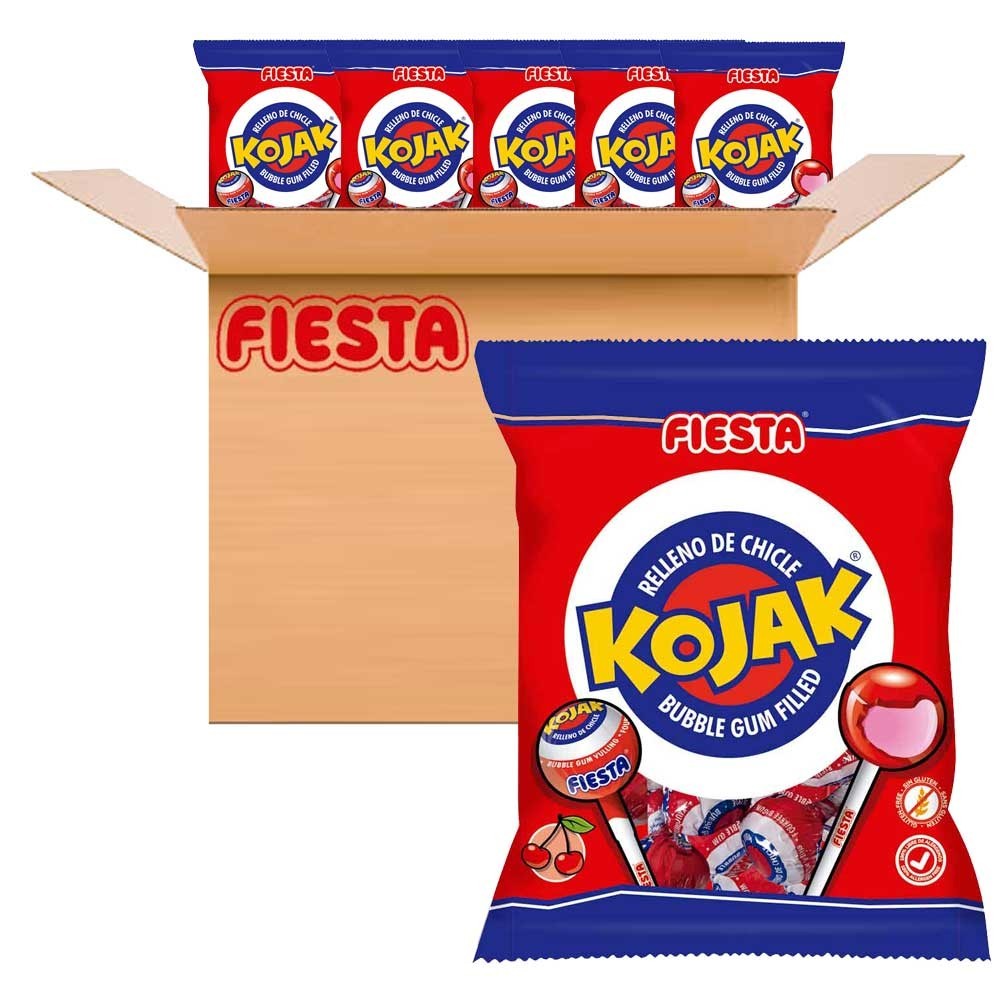 Kojak Cereza Fiesta caja de 15 bolsas de 4 caramelos Kojak de 15 gramos