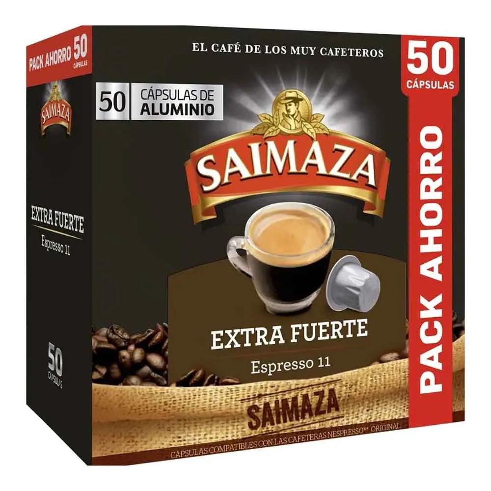 Saimaza Café Espresso Extra Fuerte pack 50 cápsulas compatibles Nespresso