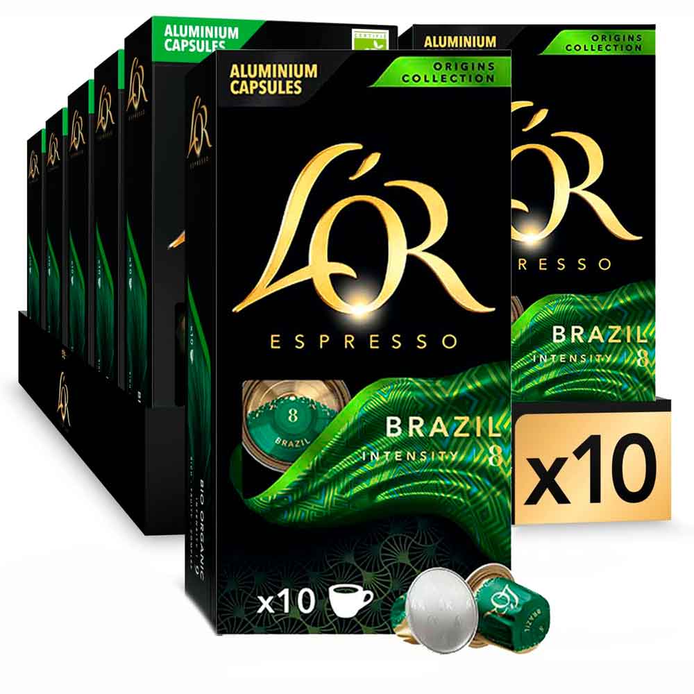 Brazil 10 cajas de 10 capsulas aluminio compatibles Nespresso 