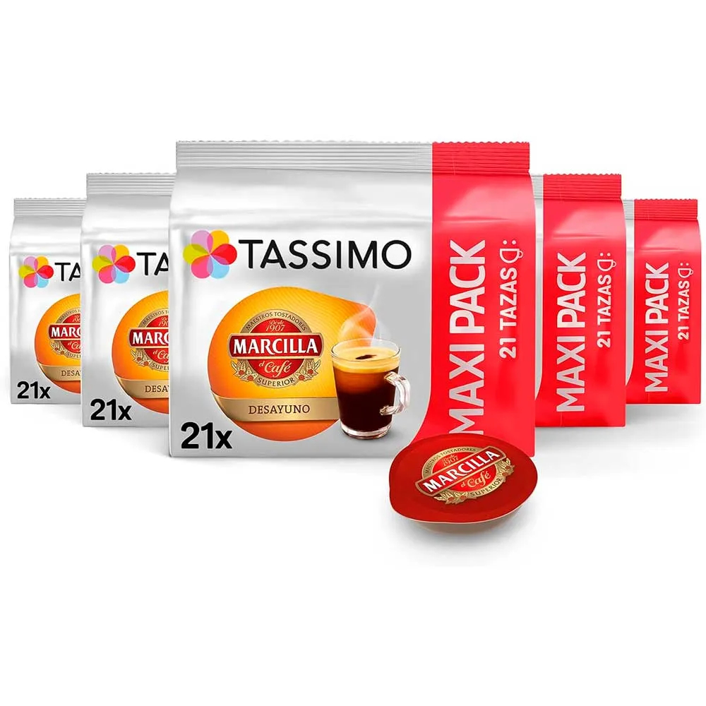 Lote 5 unidades Tassimo Marcilla Desayuno 105 servicios