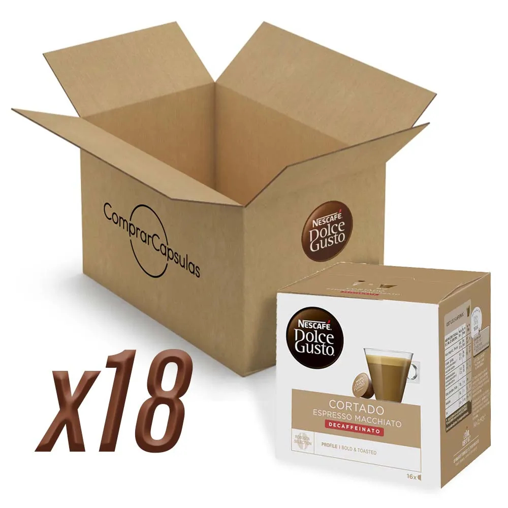 Cortado Descafeinado 18 cajas 288 cápsulas | Nescafé Dolce Gusto