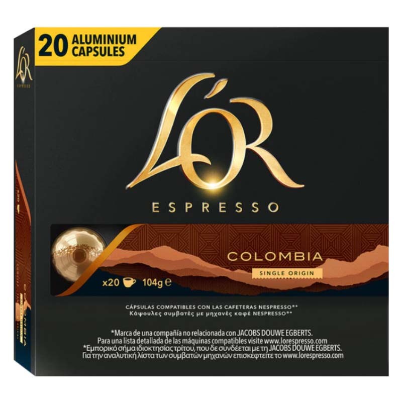 Colombia Andes 20 cápsulas L'OR  compatibles Nespresso 8711000421703