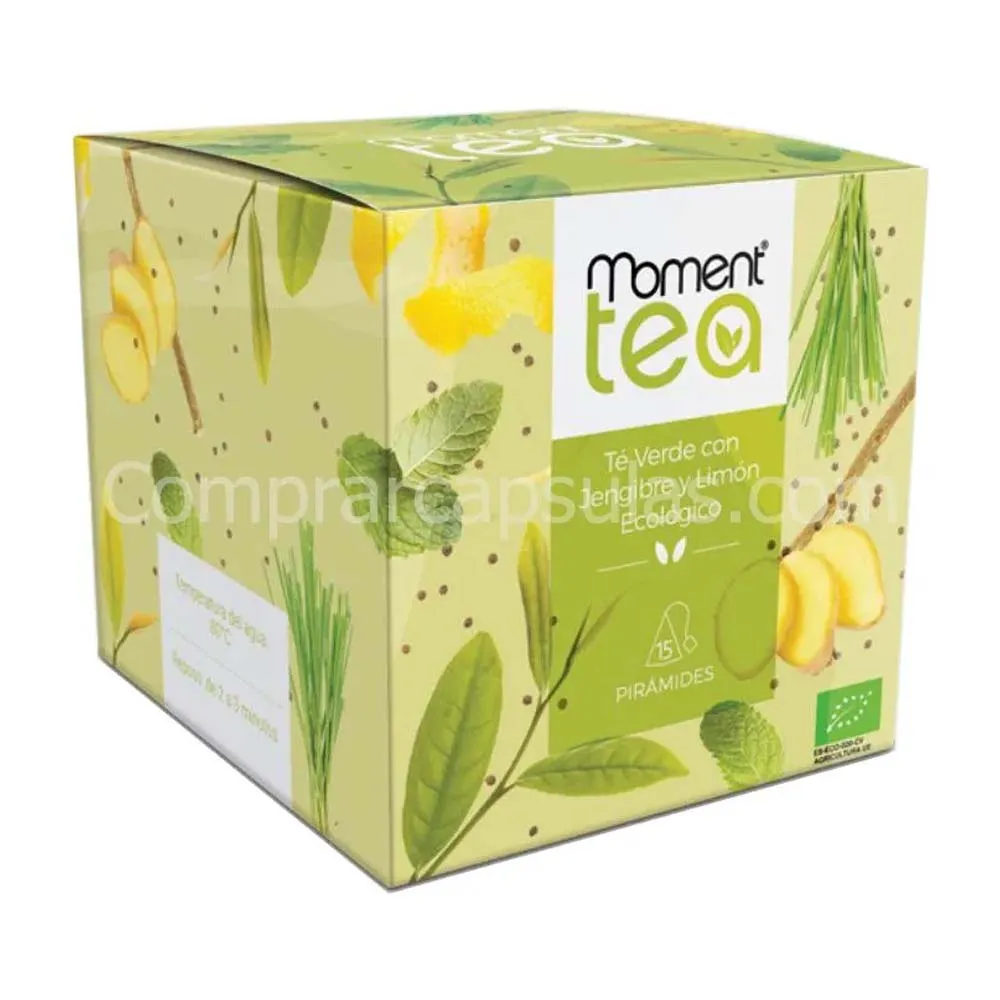 Té Verde con Jengibre y Limón ecológico 15 bolsitas | Moment Tea