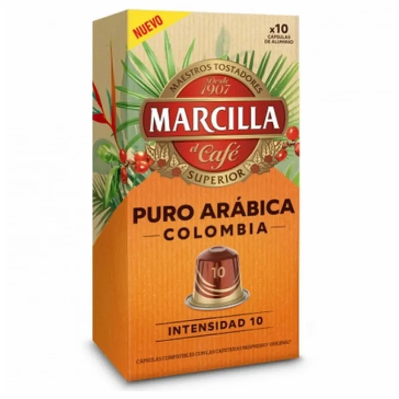 Marcilla Puro Arábica Colombia 10 cápsulas de aluminio compatibles Nespresso