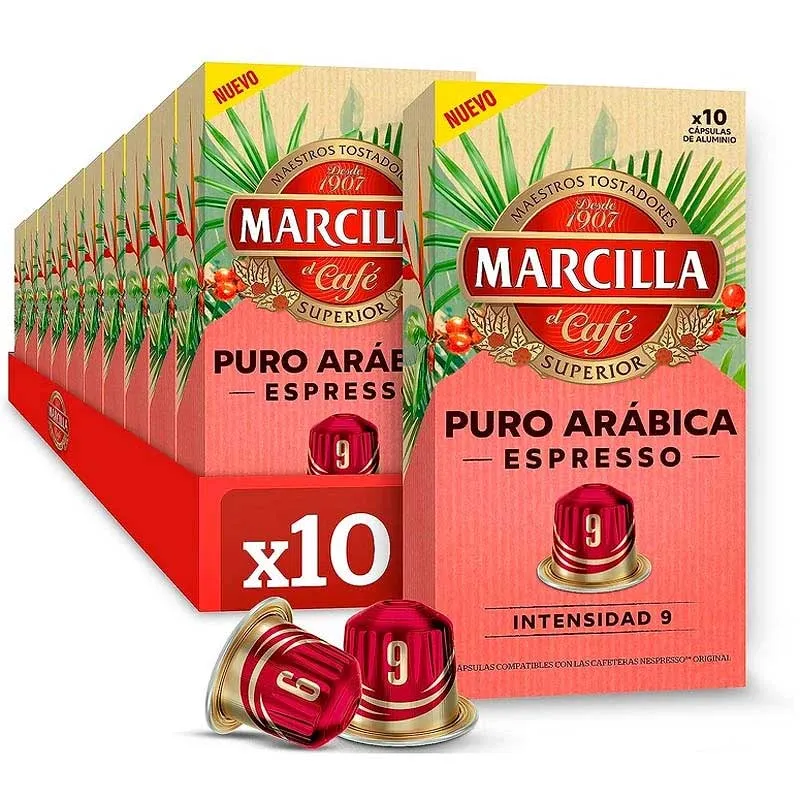 10 cajas Marcilla Puro Arábica Espresso 100 cápsulas Nespresso