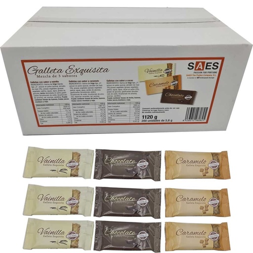 [DCMIX/200] Galletas exquisita mezcla de 3 sabores 200 unidades de 5,6 gr