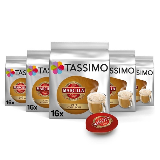 [4031578X5] Pack 5 cajas de Café con leche Marcilla 16 servicios sistema Tassimo 8711000502518