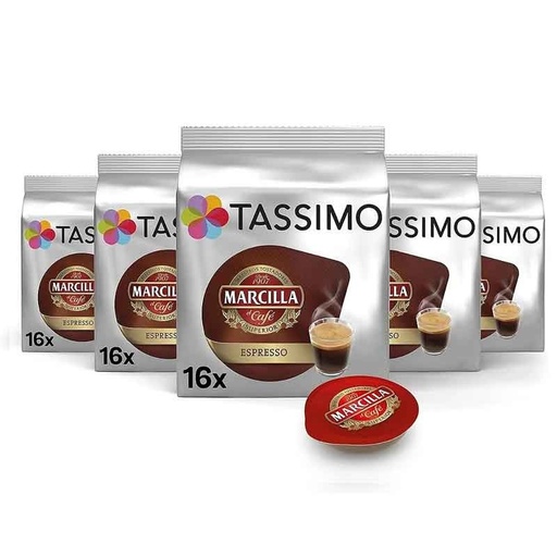 [4041617X5] Espresso Marcilla Tassimo 5 cajas  de 16 servicios