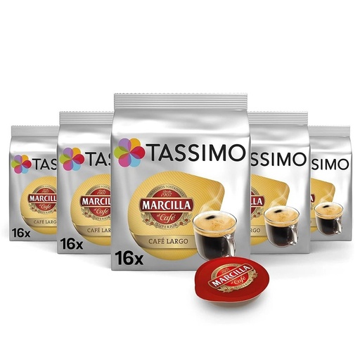 [4041618X5] Pack 5 cajas de Café Largo Marcilla Tassimo 16 servicios