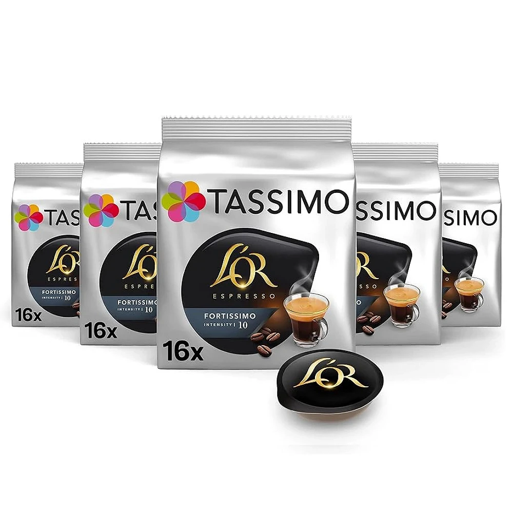 [4041019X5] Fortissimo L'or Tassimo 5 cajas de 16 servicios intensidad 10