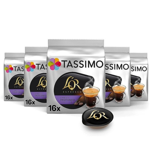 [4019120X5] Lungo Profondo Tassimo intensidad 8 L'OR 5 cajas de 16 capsulas de café