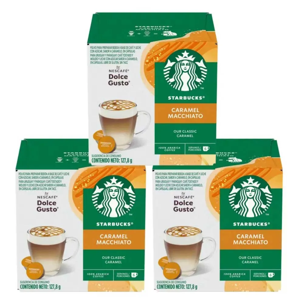 [12525925X3] 3 cajas de Starbucks Caramel Macchiato 6 + 6 cápsulas Dolce Gusto