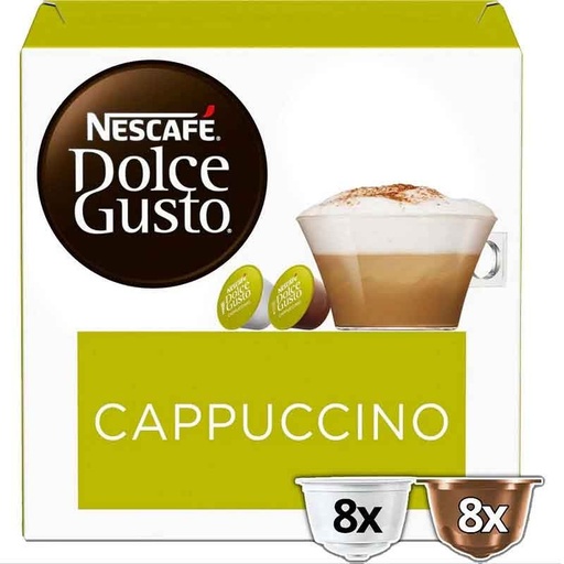 [12371536] Cappuccino en cápsulas 8 bebidas. Dolce Gusto, esta bebida utiliza 2 cápsulas.