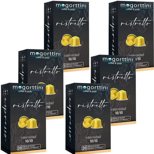 [MOG024X6] 120 cápsulas Ristretto Mogorttini. Compatibles con Nespresso, en aluminio
