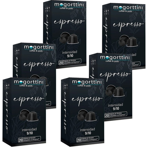 [MOG026X6] 120 cápsulas Espresso Mogorttini  Compatibles con Nespresso.
