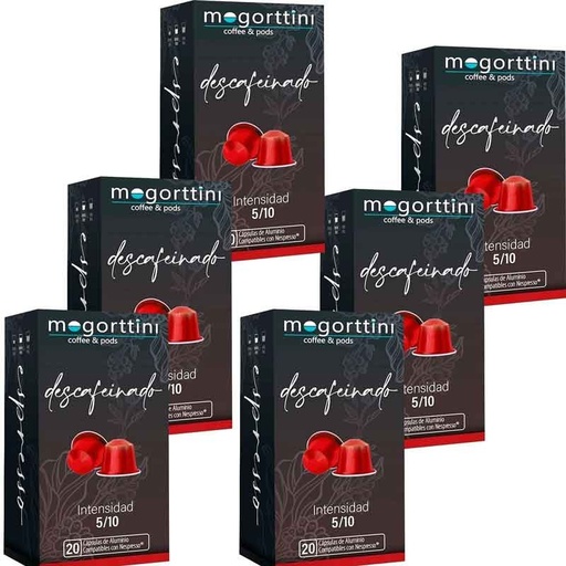 [MOG028X6] 120 cápsulas Descafeinado Mogorttini 6 cajas Compatibles  Nespresso