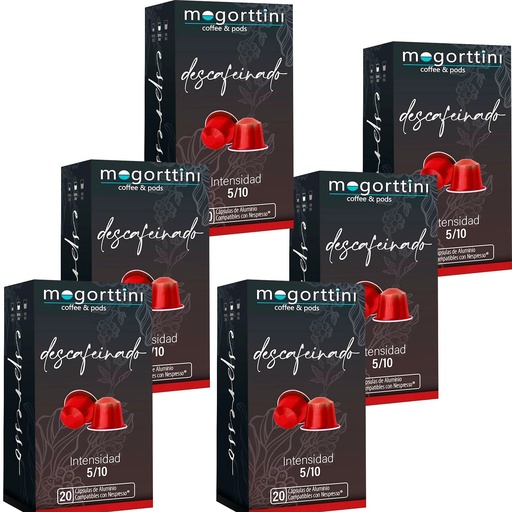 [MOG028X6] 120 cápsulas Descafeinado Mogorttini 6 cajas Compatibles Nespresso