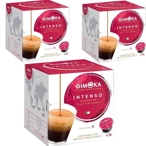 [CUPBCDGGEINT16X3] 3 cajas Espresso Intenso Gimoka, Dolce Gusto compatible 16 cápsulas