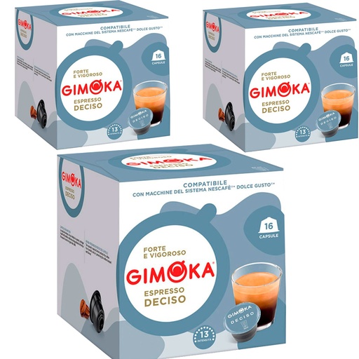 [CUPBCDGGEDEC16X3] 3 cajas de Espresso Deciso Gimoka, Dolce Gusto compatible  16 cápsulas