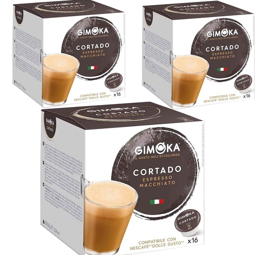 [CUPBCDGGECOR16X3] 3 cajas de Cortado Gimoka , Dolce Gusto compatible 16 cápsulas