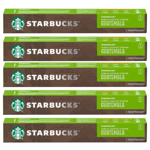 [6221213X5] 5 tubos de  Guatemala 10 Cápsulas Single Origin Coffee Nespresso Starbucks
