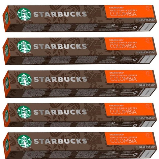 [6220513X5] 5 tubos Colombia 10 Cápsulas Single Origin Coffee  Nespresso Starbucks