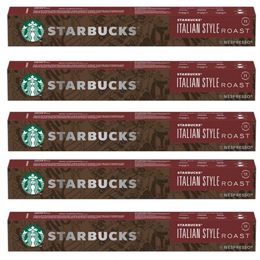 [6221113X5] 5 tubos Italian Style Roast de Starbucks, 10 cápsulas de Nespresso