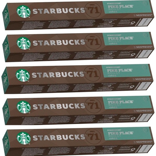 [6220413X5] 5 tubos de Pike Place Roast Lungo 10 cápsulas Nespresso Starbucks