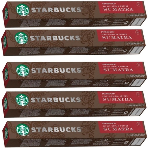 [6220113X5] 5 tubos Single Origin Sumatra 10 Cápsulas Nespresso Starbucks
