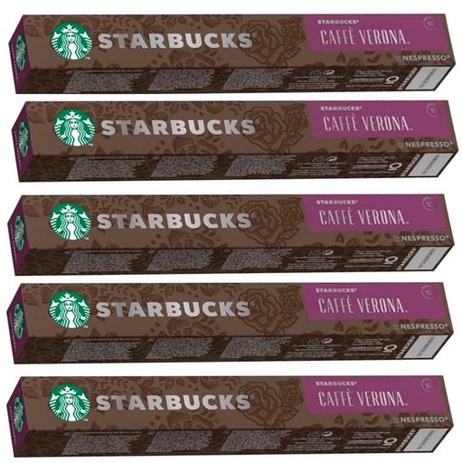 [6220213X5] 5 TUBOS Café Verona 10 Cápsulas Nespresso Starbucks