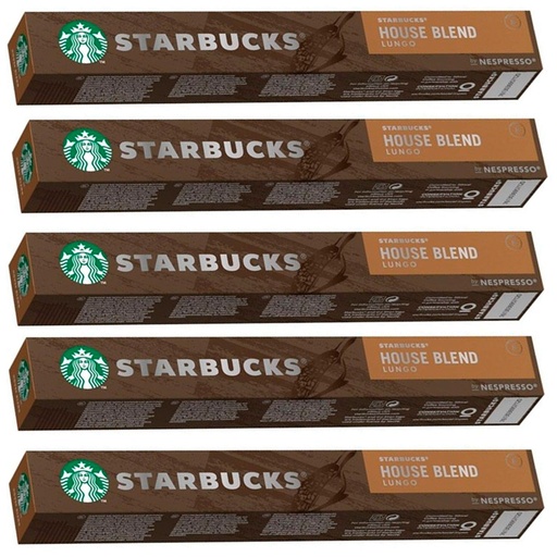 [6220013X5] 5 TUBOS House Blend de Nespresso Starbucks, 10 Cápsulas