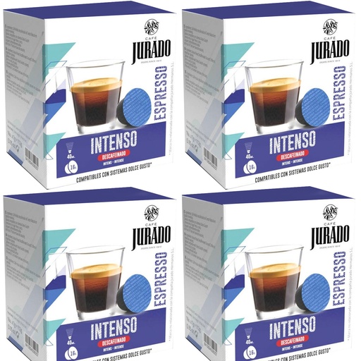[30015940X4] 4 cajas de Intenso Descafeinado Café Jurado, 16 cápsulas para  Dolce Gusto