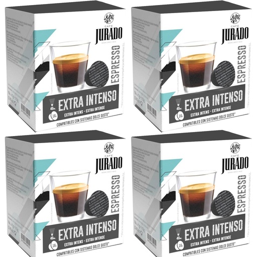 [30015950X4] 4 cajas Extra Intenso, 16 cápsulas café Jurado compatibles Dolce Gusto
