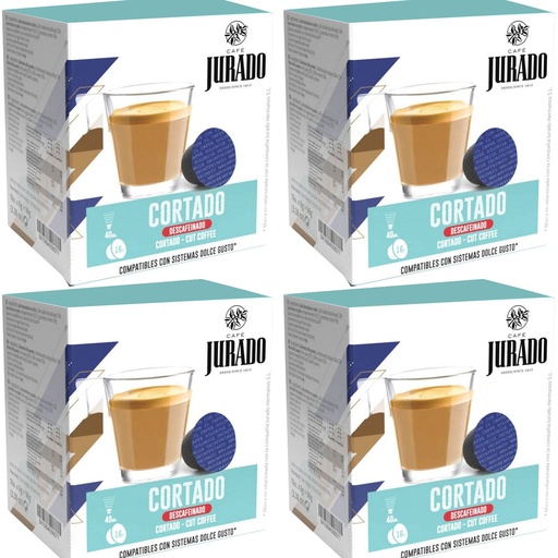 [30015941X4] 4 cajas Cortado descafeinado café Jurado, 16 cápsulas compatible Dolce Gusto