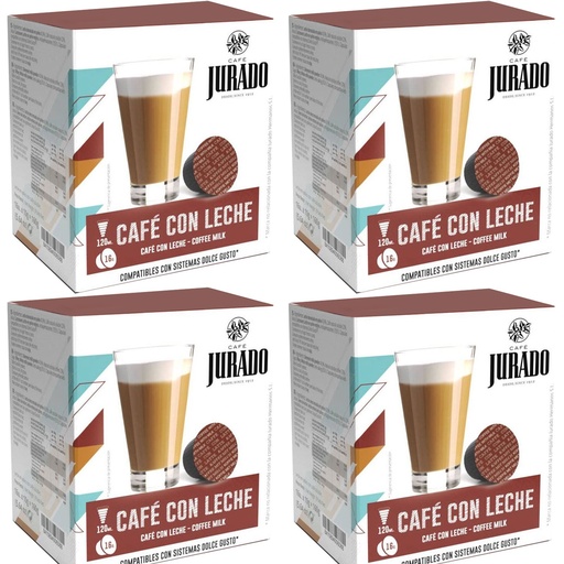[30015948X4] 4 cajas Cafe con leche café Jurado , 16 cápsulas para Dolce Gusto