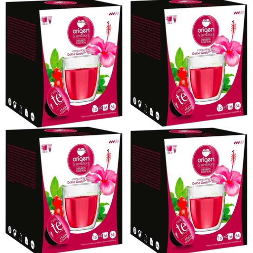 [E1609X4] 4 cajas deTé frutas del Bosque 16 cápsulas Origen & Sensations, compatibles Dolce Gusto 8435336216092
