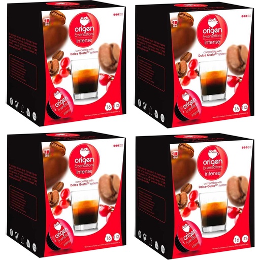 [E1602X4] 4 cajas de Intenso, 16 cápsulas Origen & Sensations compatibles Dolce Gusto 8435336216023