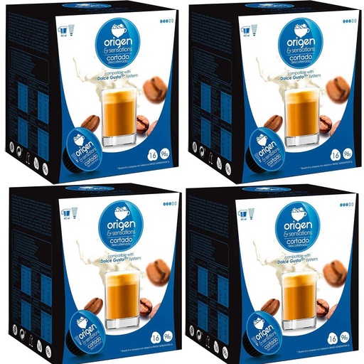 [E1612X4] 4 cajas de Cortado descafeinado, 16 cápsulas Origen & Sensations compatibles Dolce Gusto 8435336216122