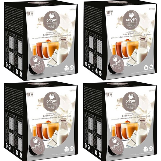 [E1613X4] 4 cajas de Leche en polvo, 16 cápsulas Origen & Sensations compatibles Dolce Gusto 8435336216139