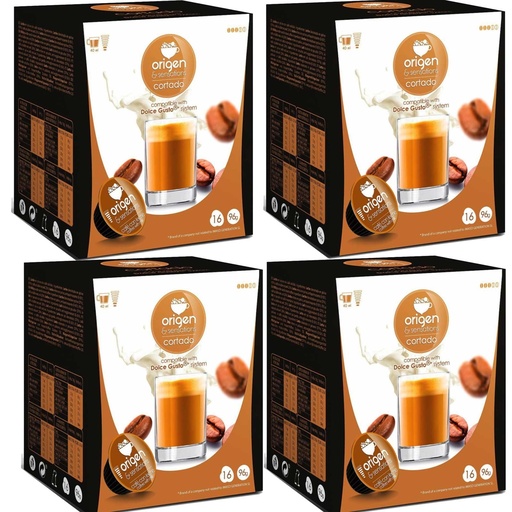 [E1605X4] 4 cajas de Cortado, 16 cápsulas Origen & Sensations compatibles Dolce Gusto 8435336216054