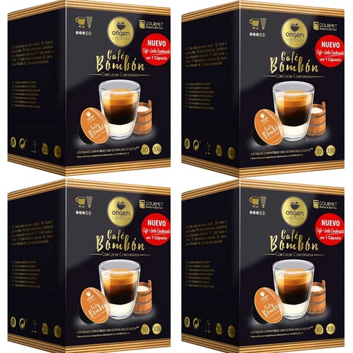 [E1020X4] 4 cajas de  Café Bombón, 10 cápsulas Origen&Sensations compatibles Dolce Gusto. 8435336210205