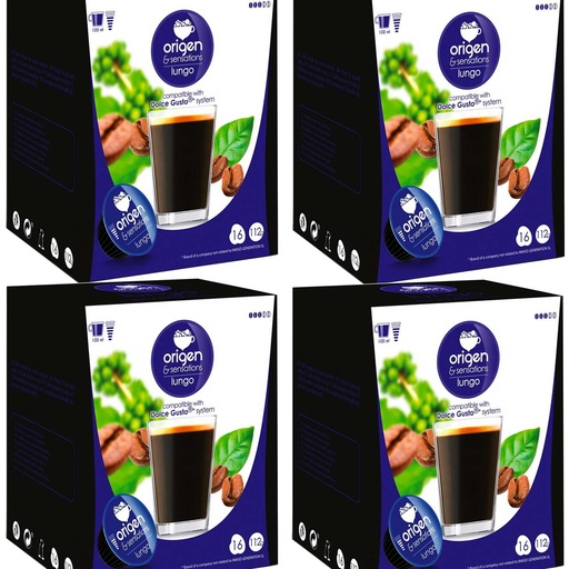 [E1611X4] 4 cajas de  Lungo, 16 cápsulas Origen & Sensations compatibles Dolce Gusto 8435336216115
