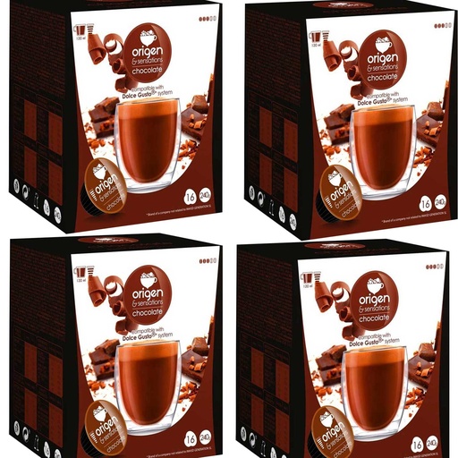 [E1608X4] 4 cajas de Chocolate, 16 cápsulas Origen & Sensations compatibles Dolce Gusto 8435336216085