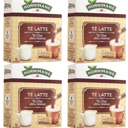 [4016555X4] 4 cajas de Te Latte Chai ultra intenso soluble , 12 sobres Hornimans 8410091066076