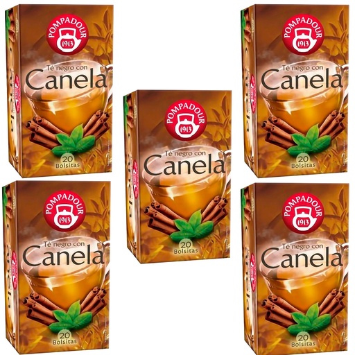 [70995X5] 5 cajas de Té negro con Canela Pompadour 20 infusiones 8412900709952