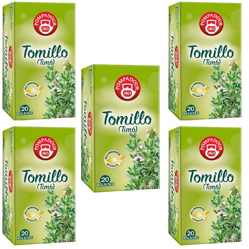 [70148X5] 5 cajas de Tomillo (timonet) 20 infusiones Pompadour 8412900401153
