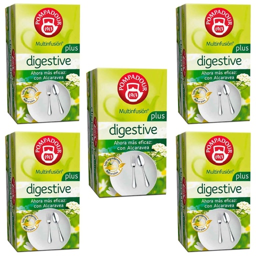 [70135X5] 5 cajas de Digestive Plus, 20 infusiones  Pompadour 8412900400354