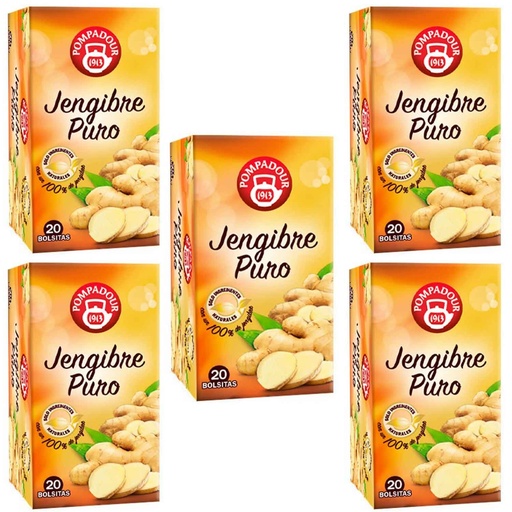 [70876X5] 5 cajas de Jengibre Puro, 20 infusiones Pompadour 8412900708764