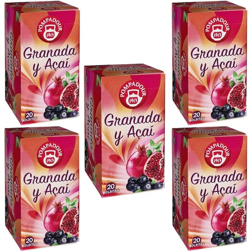 [71036X5] 5 cajas de Infusión Granada y Açai Pompadour. 20 unidades 8412900710361